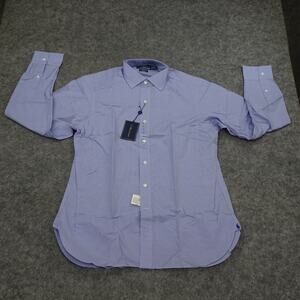 Polo‎ Ralph Lauren Button Up Shirt Mens 16 40 41 Blue White Regent Fit Dress D